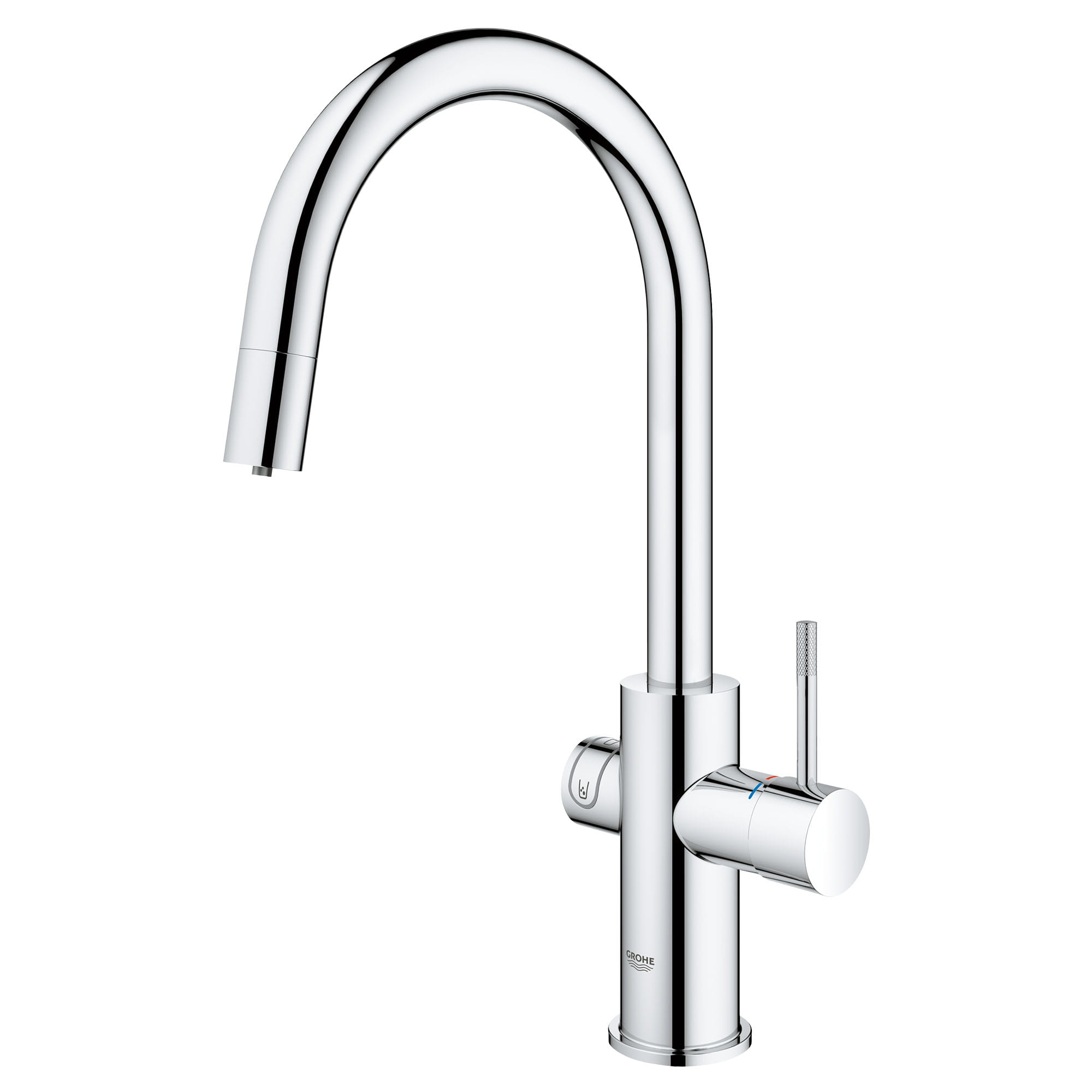 Single Handle Pull Down Kitchen Faucet Single Spray 175gpm With Chilled and Sparkling Water GROHE CHROME